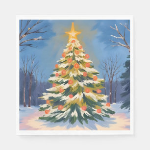 Oh Weihnachtsbaum Aquarell-Malerei Feiertag Serviette