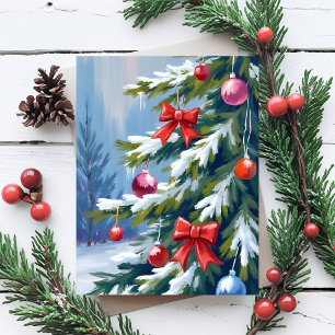 Oh Weihnachtsbaum Aquarellmalerei Feiertagskarte