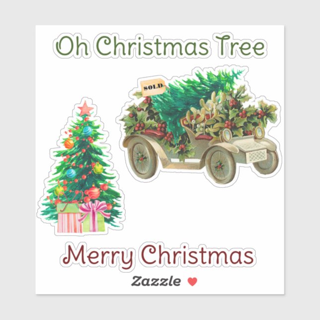 Oh Weihnachtsbaum Custom-Cut Vinyl Stickers Aufkleber (Blatt)