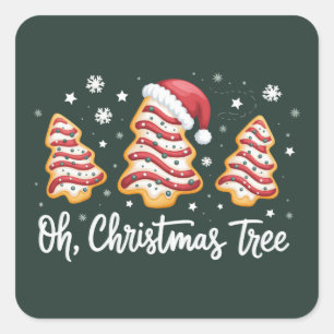 Oh, Weihnachtsbaum Frohe Weihnachten Debbie Keks Quadratischer Aufkleber