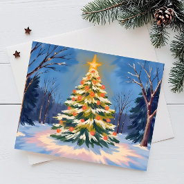 Oh Weihnachtsbaum Wasserfarbe Feiertagspostkarte