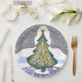 Oh Weihnachtsbaum | Wasserfarbene Winterfarbe Pappteller