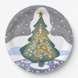 Oh Weihnachtsbaum | Wasserfarbene Winterfarbe Pappteller