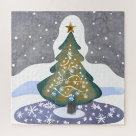 Oh Weihnachtsbaum | Wasserfarbene Winterfarbe Puzzle