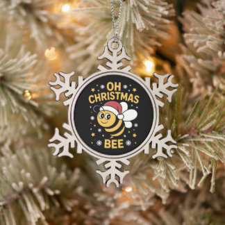 Oh Weihnachtsbiene Santa Hut Schneeflocken Sterne Zinn-Ornament