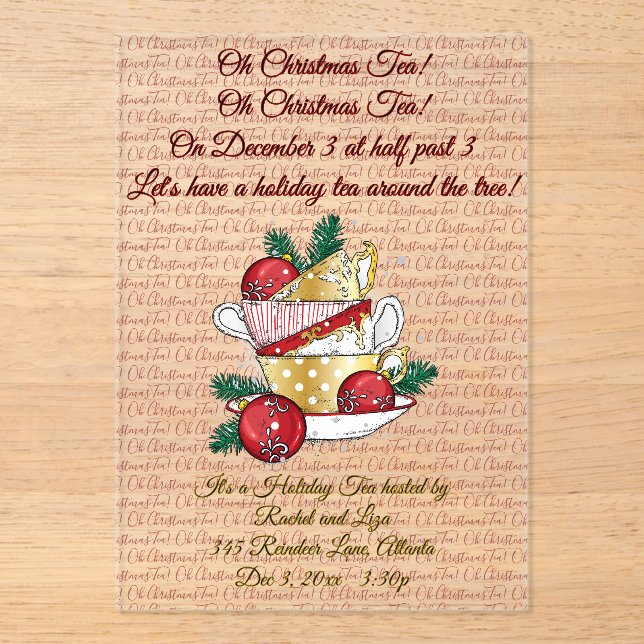 Oh Weihnachtstee! Acryleinladungen (Vorderseite)