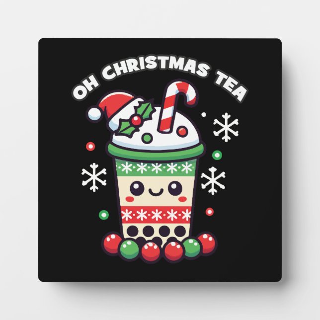 Oh Weihnachtstee - Funny Boba Holiday Bubble Tee Fotoplatte (Vorderseite)