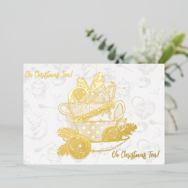 Oh Weihnachtstee!  Oh Weihnachtstee! Folien Feiertagskarte (Stehend vorne)