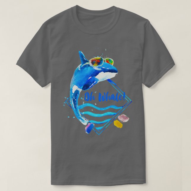 Oh Whale Orca mit Sonnenbrille lustig heller Colo T-Shirt (Design vorne)