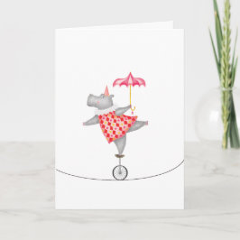 Oh what a circus! hippo unicycle tightrope card karte