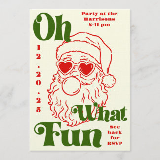 Oh What Fun Bubblegum Santa Holiday Party Einladung