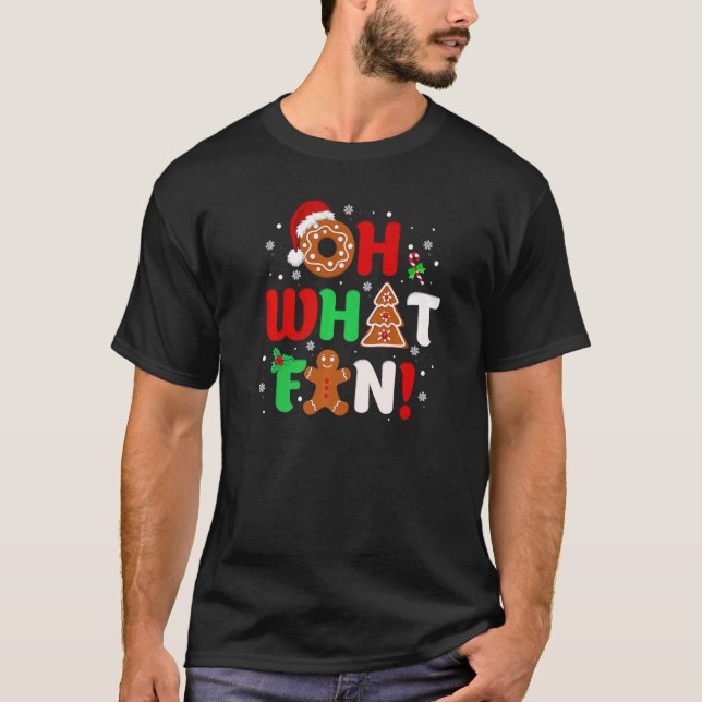 Oh What Fun Christmas  Donut Gingerbread Tree Cake T-Shirt (Vorderseite)