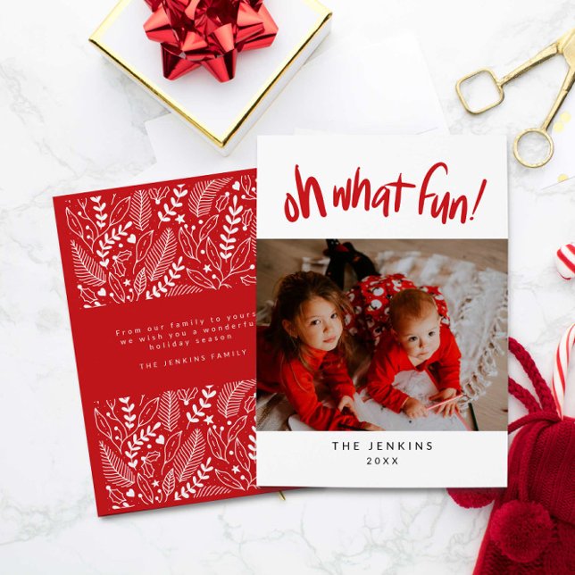 Oh What Fun Christmas Holiday Photo Karte (Oh What Fun! Holiday Photo Card)