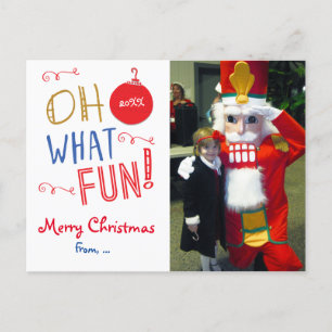 Oh What Fun Christmas Holiday Photo Postcard Feiertagspostkarte
