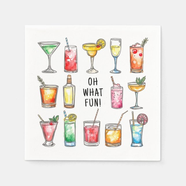 Oh What Fun Drink Doodles Christmas Cocktail Serviette (Vorderseite)