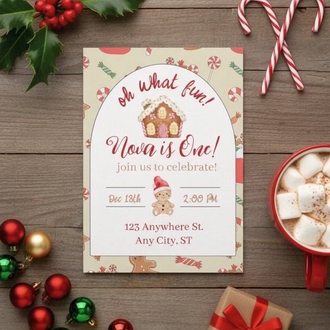 Oh what fun! first birthday invitation einladung (Von Creator hochgeladen)