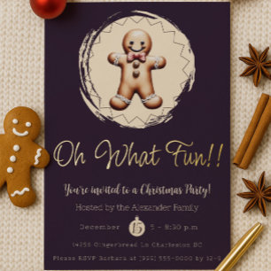 Oh What Fun Gingerbread Man Holiday Party   Lila Folieneinladung