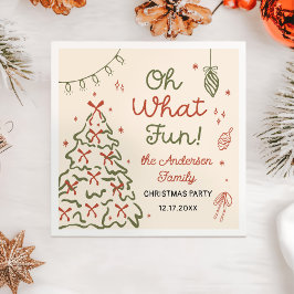 Oh What Fun Hand Drawn Christmas Holiday Party Serviette