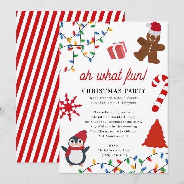 Oh What Fun! Holiday Kids Christmas Party Einladung (Vorne/Hinten)