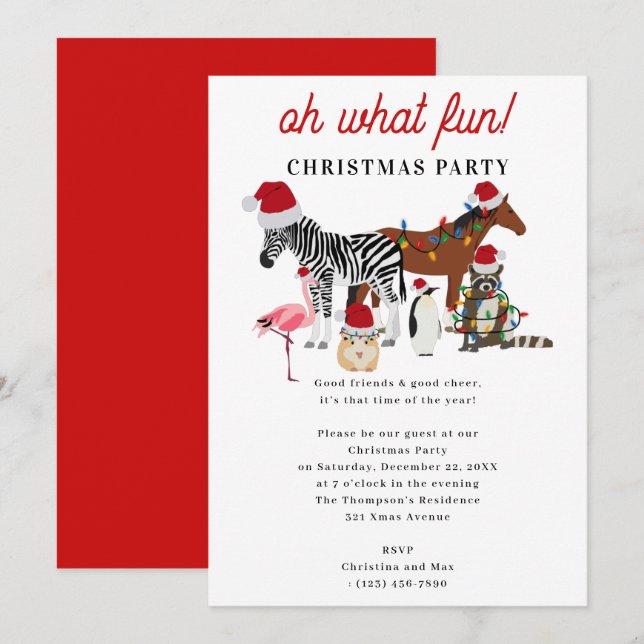 Oh What Fun! Holiday Kids Funny Christmas Party Einladung (Vorne/Hinten)