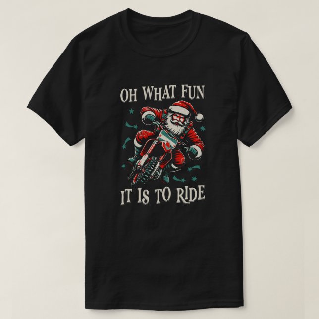 Oh What Fun It Is To Ride - Biker Santa Motorcycle T-Shirt (Design vorne)