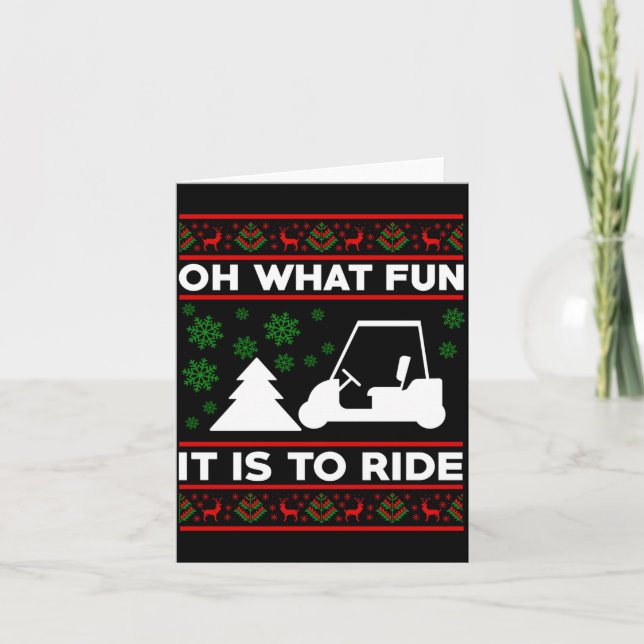 Oh What Fun It Is To Ride Golf Cart Christmas  Karte (Vorderseite)