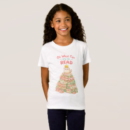 Oh What Fun It's to Read Christmas Cute Cat Books T-Shirt