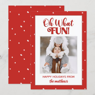 Oh What Fun Niedlich Script Foto Weihnachtskarte