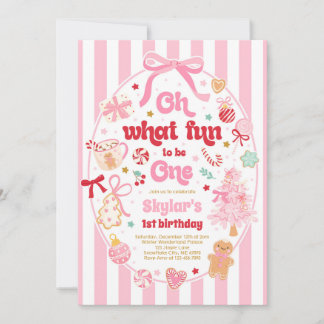 Oh What Fun To Be One Christmas Bow 1st Birthday Einladung