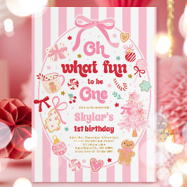 Oh What Fun To Be One Christmas Bow 1st Birthday Einladung