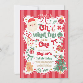 Oh What Fun To Be One Christmas Bow 1st Birthday Einladung