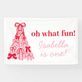 Oh What Fun Winter Bow Girl Birthday Party Banner