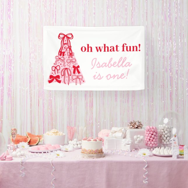 Oh What Fun Winter Bow Girl Birthday Party Banner (Party)