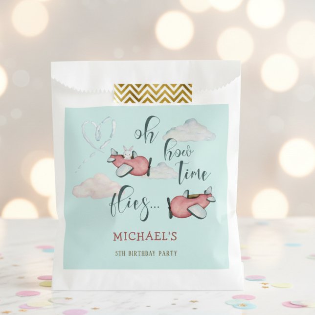 Oh, wie die Zeit fliegt Retro Flugzeug Junge Gebur Geschenktütchen (Von Creator hochgeladen)