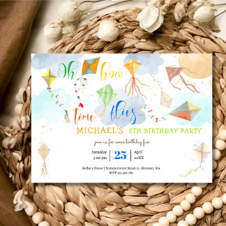 Oh, wie die Zeit fliegt Wasserfarbe Drachen Geburt Einladung