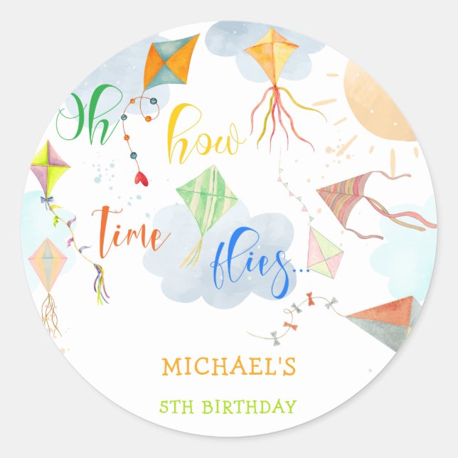 Oh, wie die Zeit fliegt Wasserfarbe Drachen Geburt Runder Aufkleber (Vorderseite)