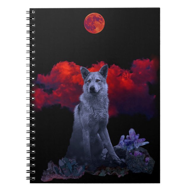 Oh Wolf Moon | Goth Spiral Notebook Notizblock (Vorderseite)