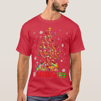 Oh Wurst Tree Funny Xmas Tree Light Santa Sausag T-Shirt