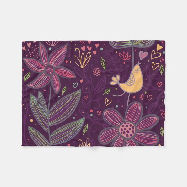 Oh Yellow Birdie Fleece Blanket (Vorderseite (Horizontal))