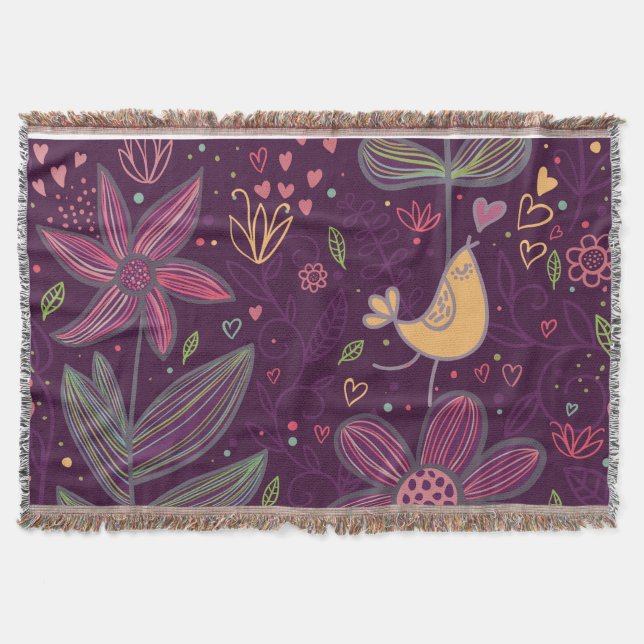 Oh Yellow Birdie Throw Blanket Decke (Vorderseite)