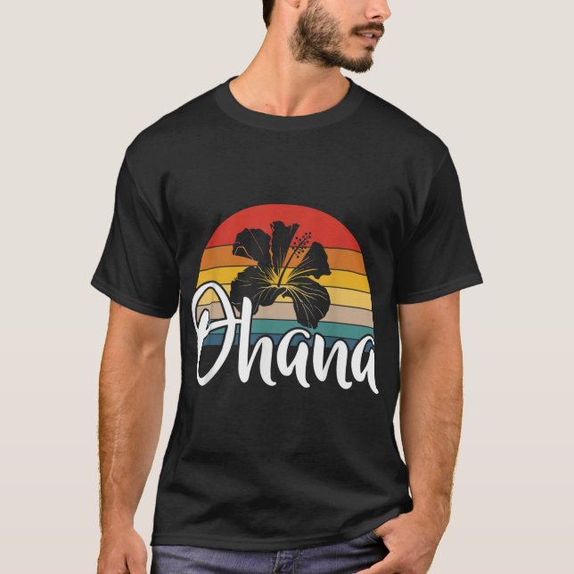 Ohana Hawaiian Hibiskus Blume Retro Hawaii T-Shirt (Vorderseite)
