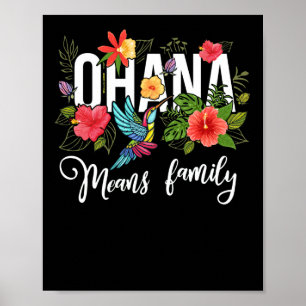 Ohana Means Family Hawaii Hibiskus Blume 70er Retr Poster