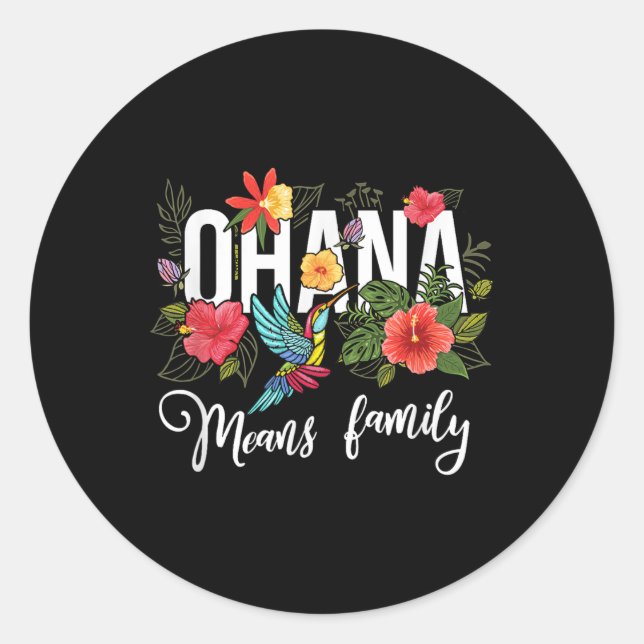 Ohana Means Family Hawaii Hibiskus Blume 70er Retr Runder Aufkleber (Vorderseite)