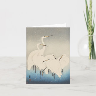 Ohara Kosen Five White Egrets - Blank Card Karte