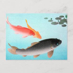 Ohara Koson Common und Golden Carp Poster Postkarte