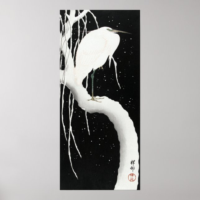 Ohara Koson Heron in Snow Poster (Vorne)
