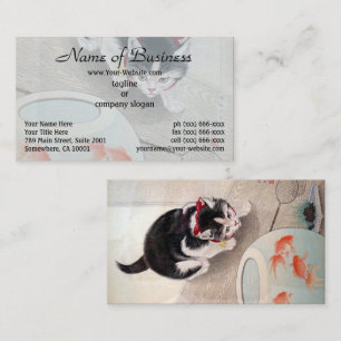 Ohara Koson Katze und Goldfischglas Japanische Mal Visitenkarte