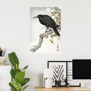Ohara Koson Krähe auf Kirschblütenzweig Kunst Poster