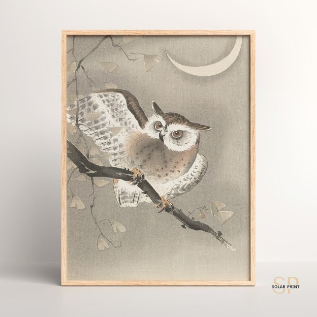 Ohara Koson Owl Under Crescent Moon Poster (Von Creator hochgeladen)