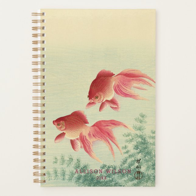 Ohara Koson, Veiltail Goldfish - Japanische Kunst Planer (Vorderseite)
